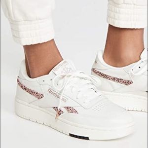 Reebok Club C Double Pink Cheetah Tennis Shoes